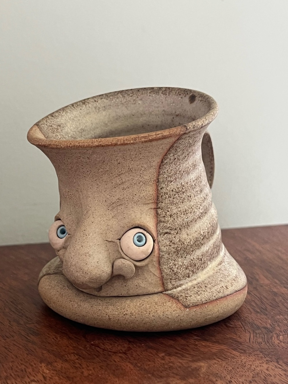 Handcrafted muggins studio pottery vintage Face mug
